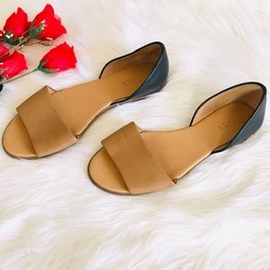 J Crew Factory Morgan Leather Peep Toe Flats / 7.5